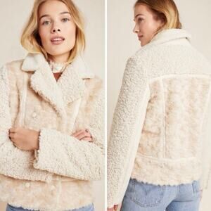Anthropologie Marrakech Faux Fur Moto Jacket